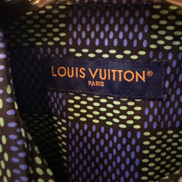 Louis Vuitton Blue & Green Check Short Sleeve Button-Down Shirt - Picture 5 of 7